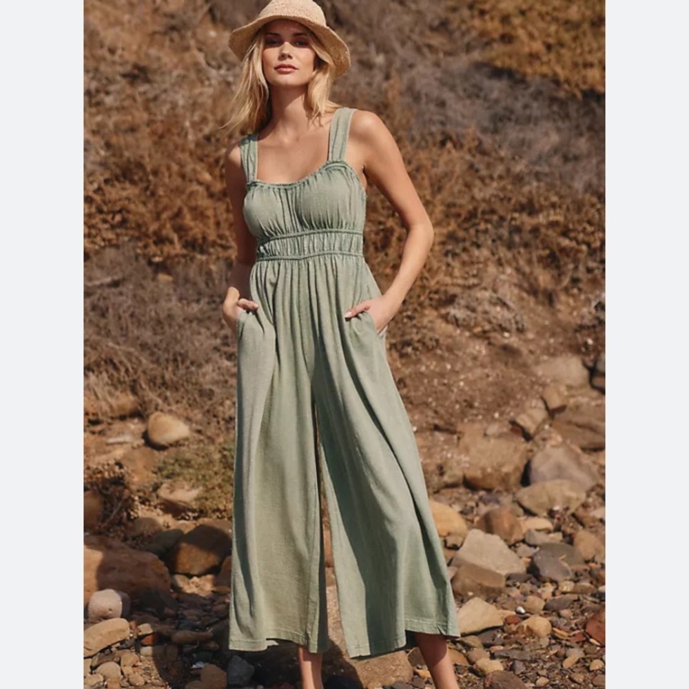 Anthropologie Sage Green Wide-Leg Jumpsuit - Picture 5 of 14